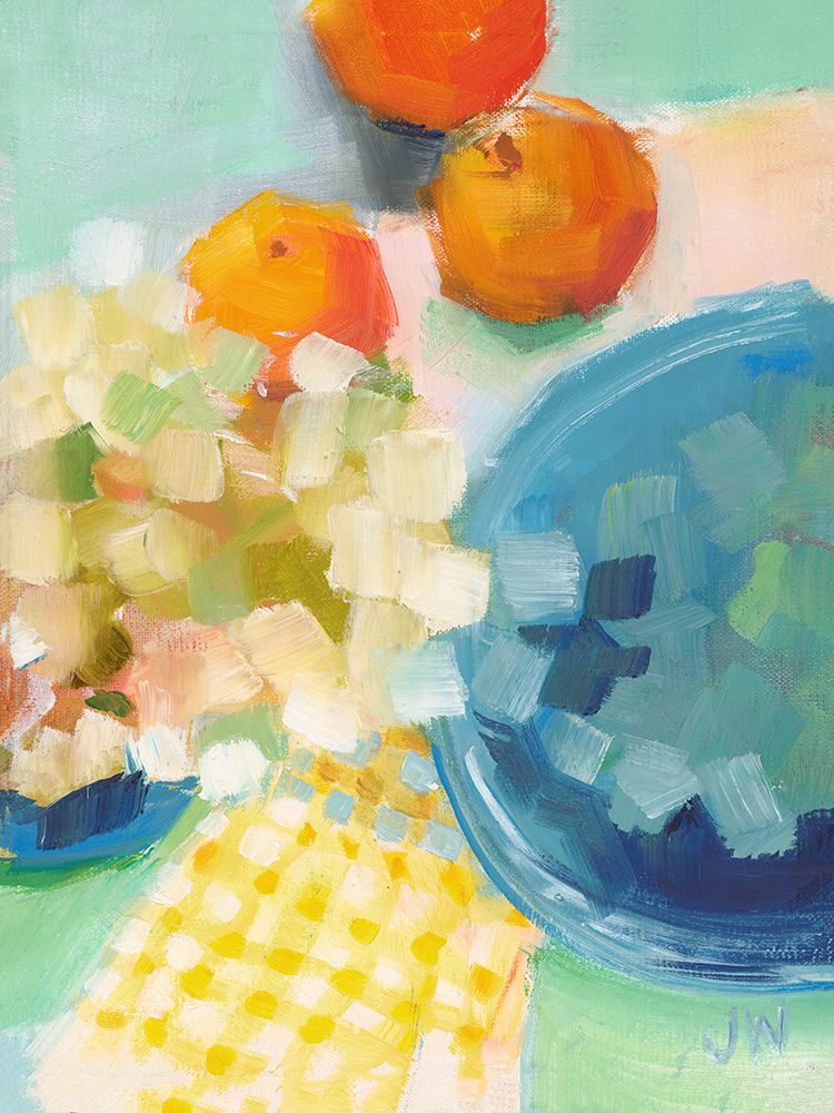 Oranges and Hydrangea art print by Jenny westenhofer for $57.95 CAD