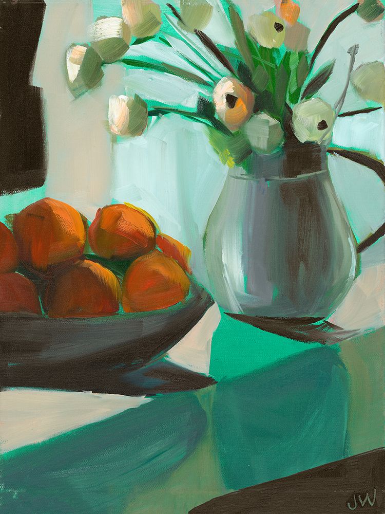 Oranges and White Ranunculus art print by Jenny westenhofer for $57.95 CAD