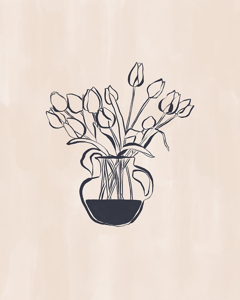 Tulips Flower Vase Line Art Print By Ivy Green Illustrations 4 5 Ratio art print by Ivy Green Illustrations for $57.95 CAD