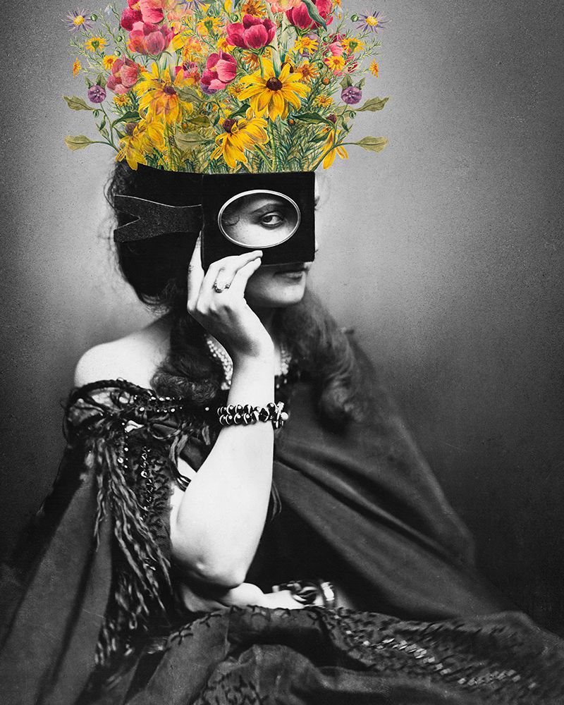 VINTAGE WOMAN WITH FLOWERS art print by The Art Concept for $57.95 CAD