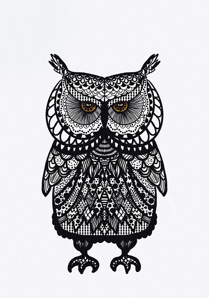 Owl in patterns art print by Monica Lindblom for $57.95 CAD