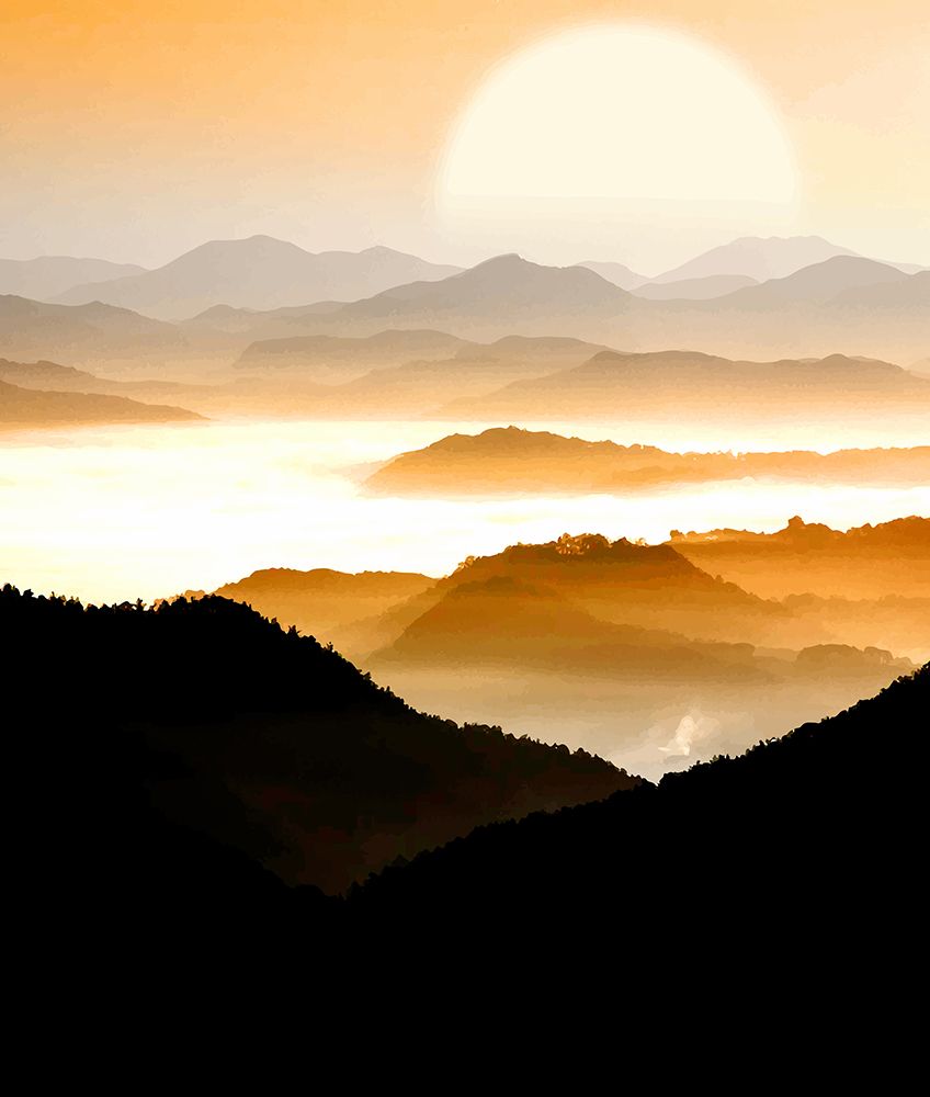 Sunrise Mountain art print by Designs Vesuvik for $57.95 CAD