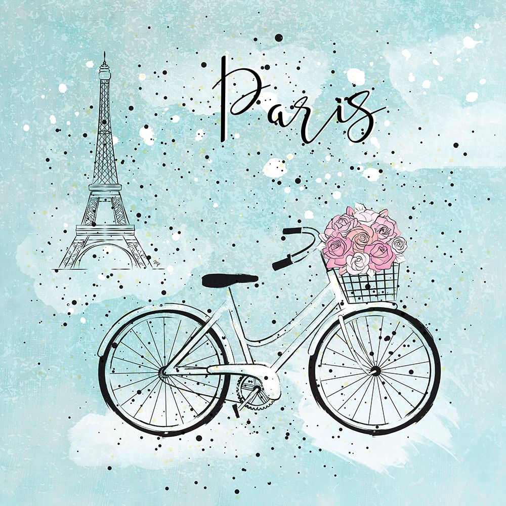 Blue Paris Bike art print by Martina for $57.95 CAD