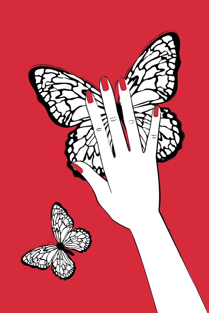 Holding Butterfly Red art print by Martina for $57.95 CAD