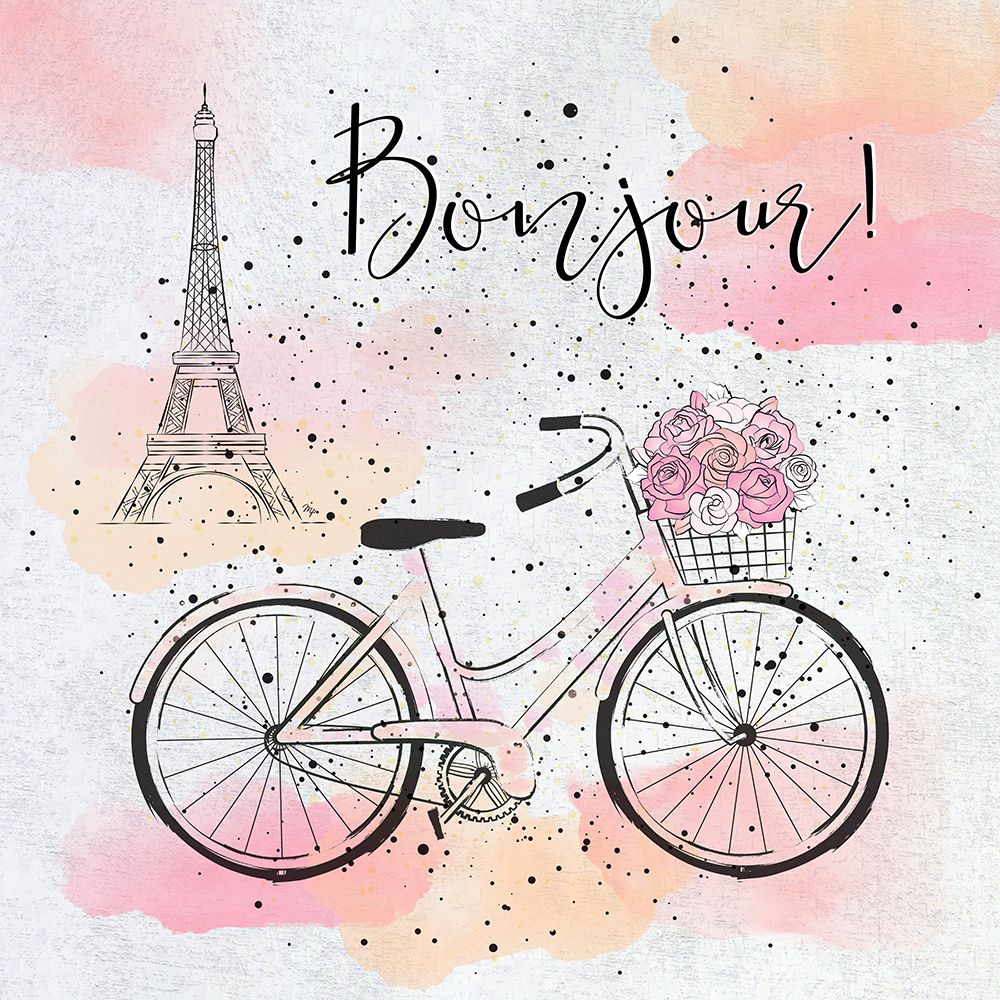 Bonjour Paris Bike art print by Martina for $57.95 CAD