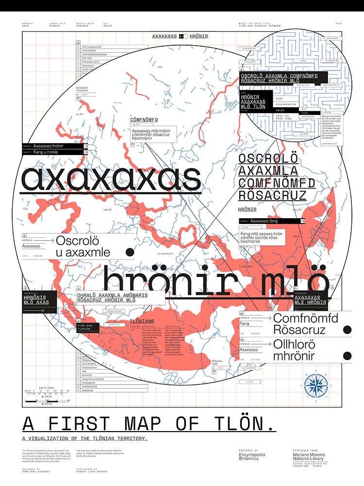 A First Map of TlApn (from Jorge Luis Borges) art print by Santiago Bugdadi for $57.95 CAD