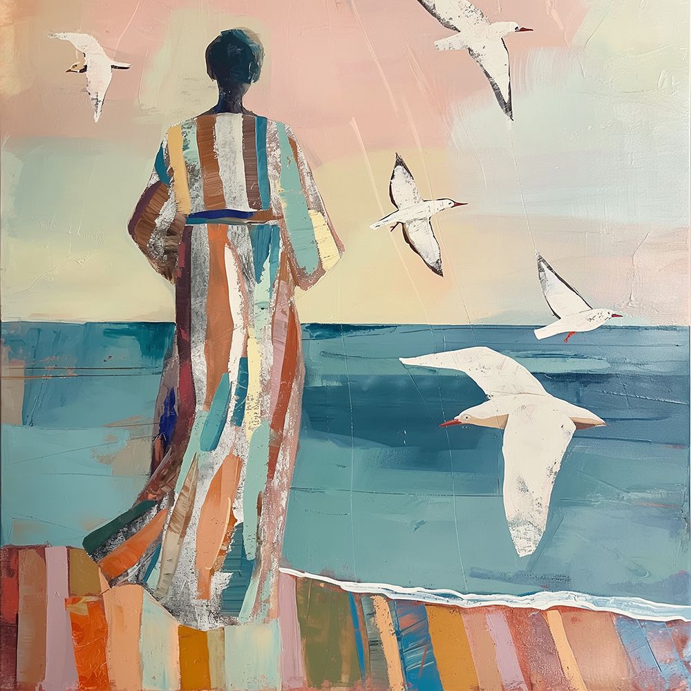 Woman and Seagull art print by Mowzu for $57.95 CAD