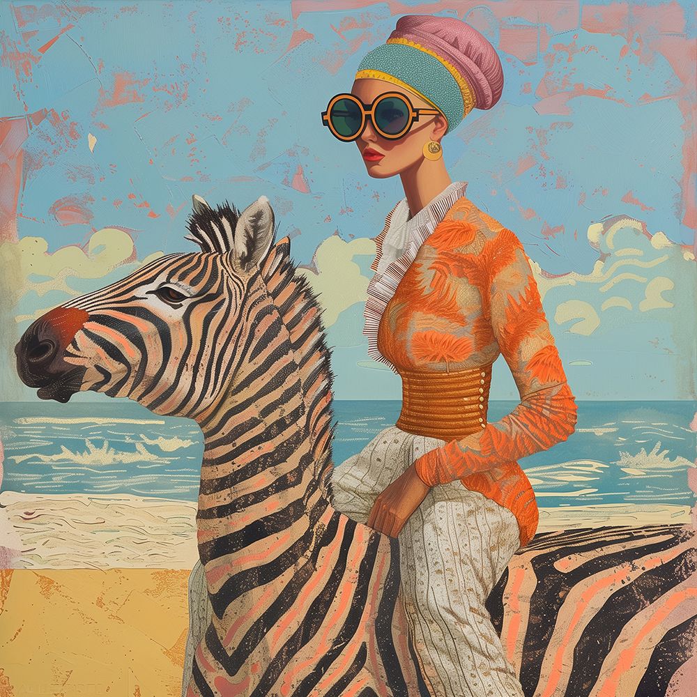 Woman and Zebra art print by Mowzu for $57.95 CAD