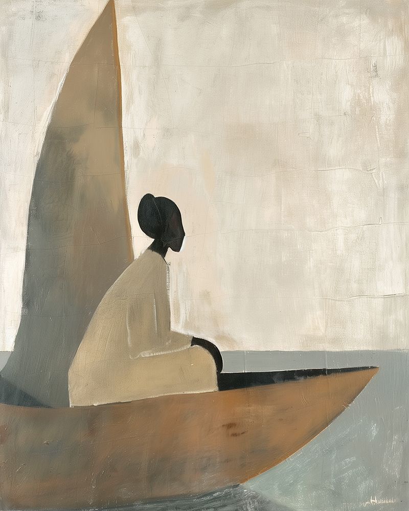Woman On Boat art print by Mowzu for $57.95 CAD