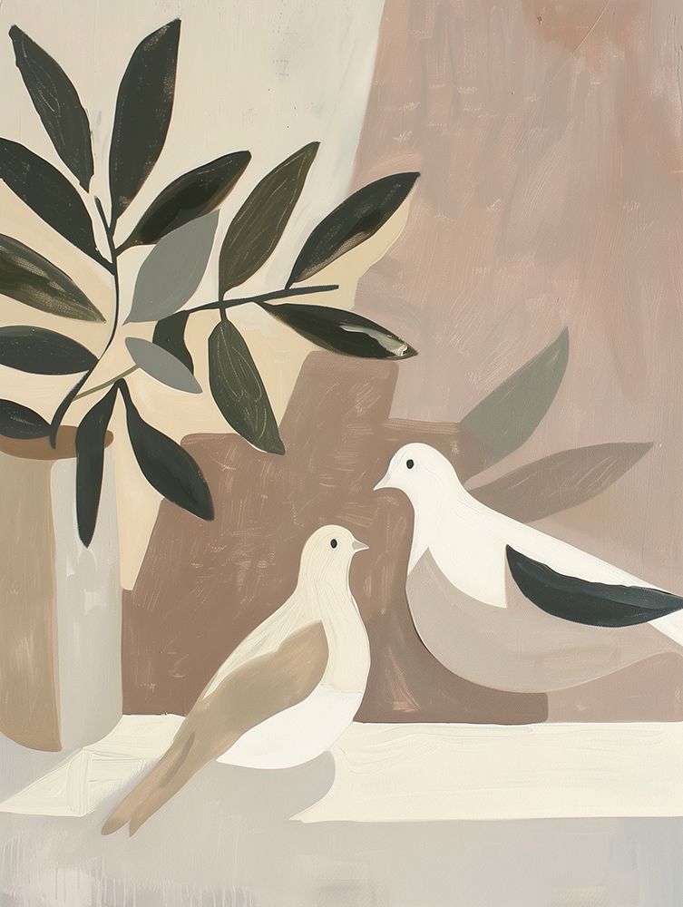 Doves On Patio art print by Mowzu for $57.95 CAD