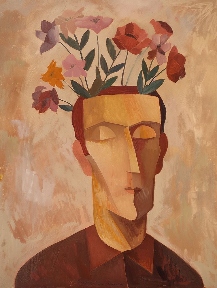 Man With Flowers art print by Mowzu for $57.95 CAD