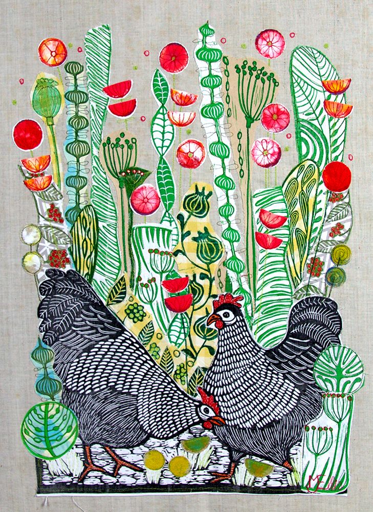 Hens in the poppies art print by Mariann Johansen-Ellis for $57.95 CAD