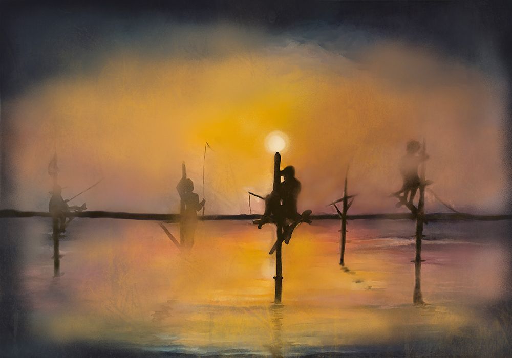 Fishermen of Sri Lanka art print by Monica Lindblom for $57.95 CAD