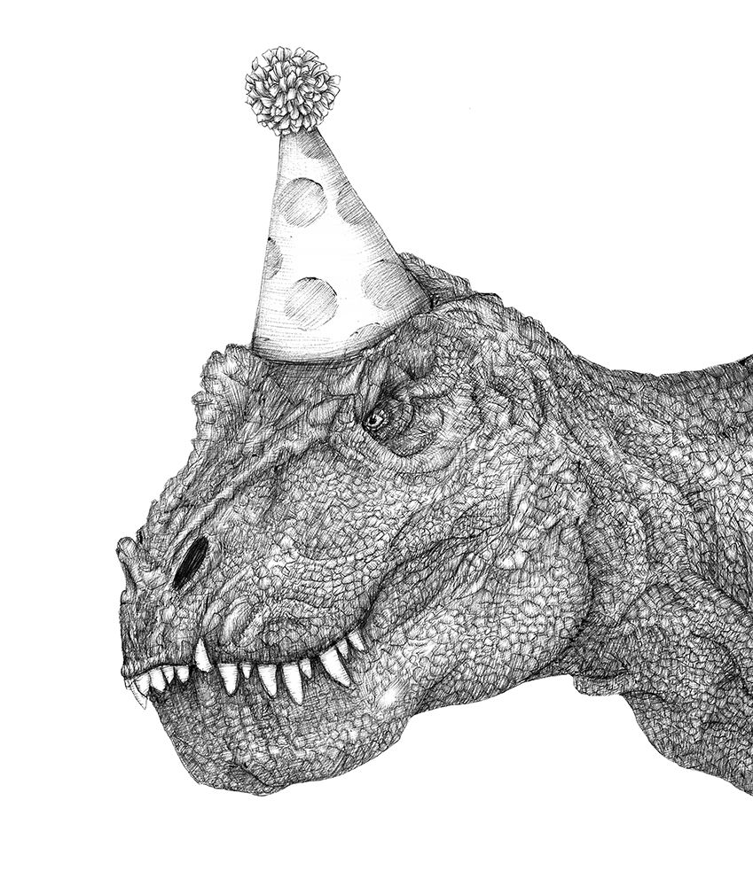 Party Dinosaur Large art print by EC Mazur for $57.95 CAD