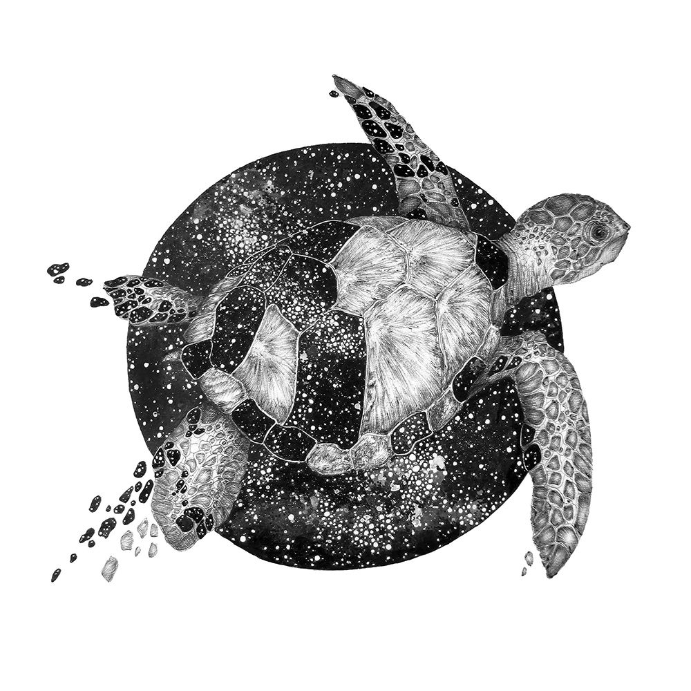 Cosmic Sea Turtle Square Copy art print by EC Mazur for $57.95 CAD