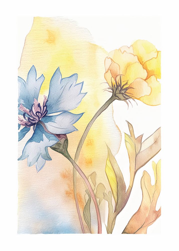 Watercolor Cornflower art print by Paperago for $57.95 CAD