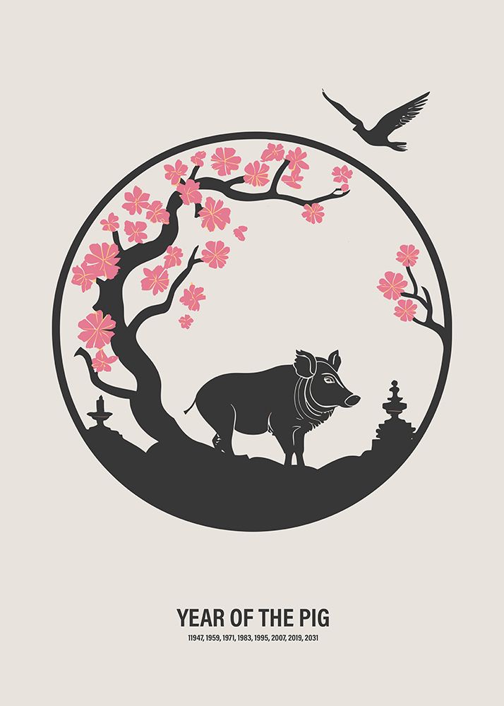 Year of the Pig art print by Paperago for $57.95 CAD