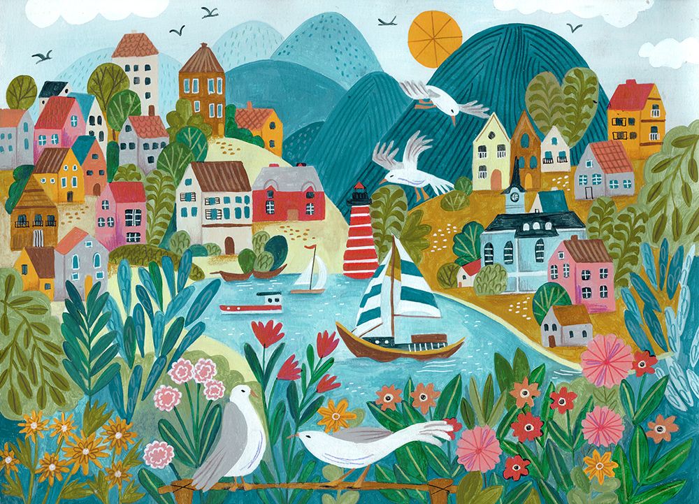 Coastal Village art print by Caroline Bonne Muller for $57.95 CAD