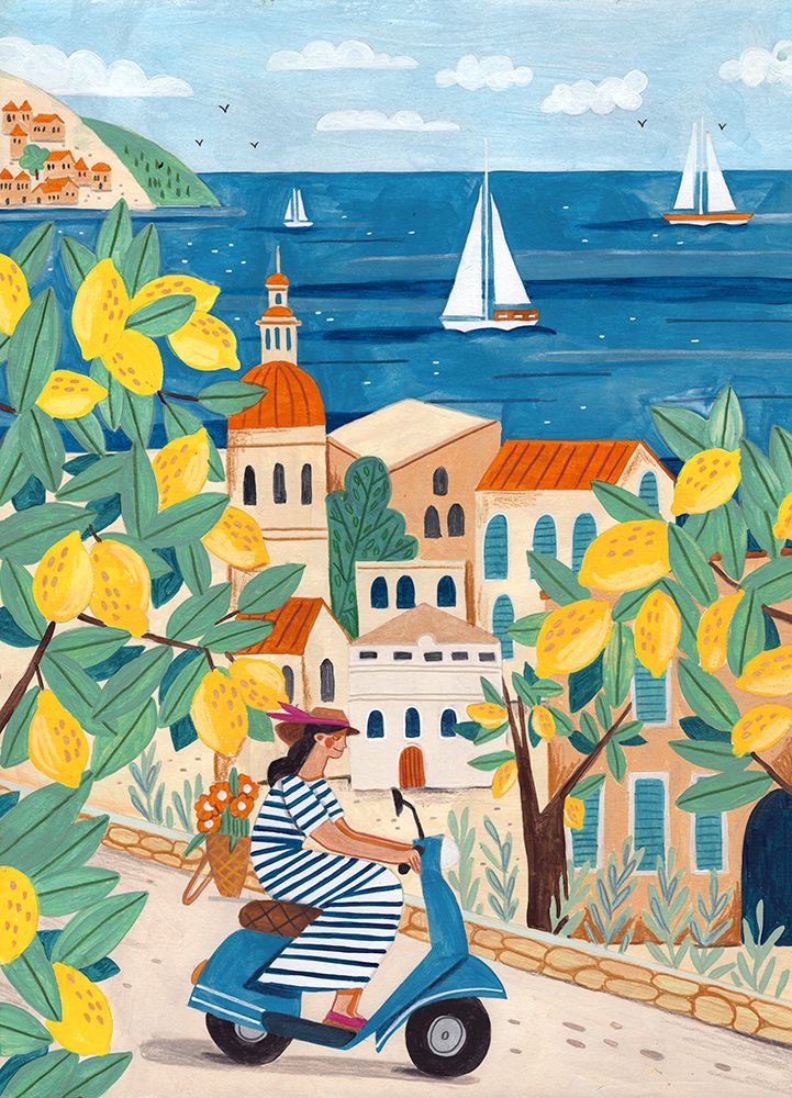 woman on the Amalfi coast Italy art print by Caroline Bonne Muller for $57.95 CAD