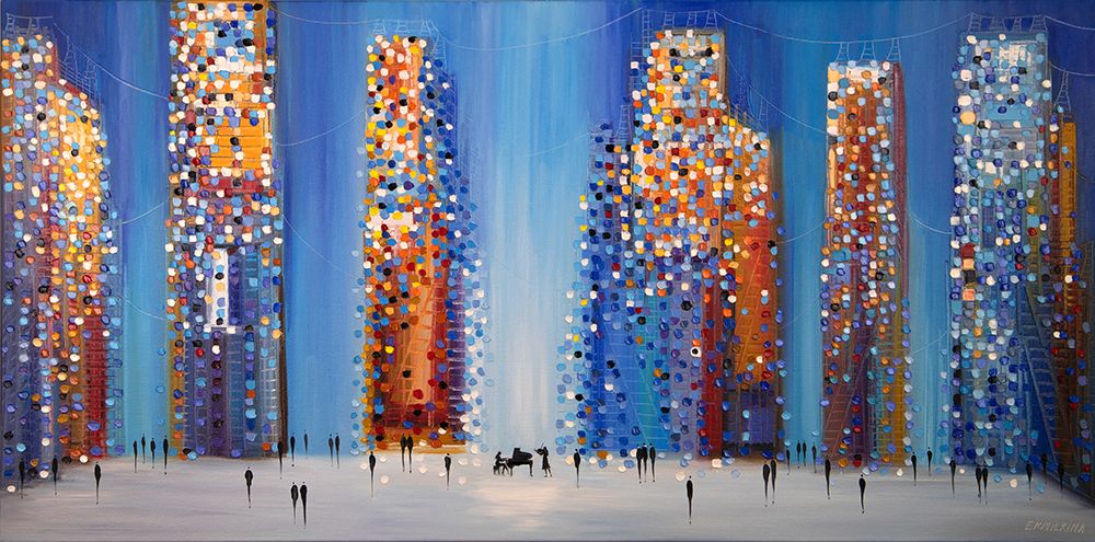 Ermilkina Music In the City 24x48 Oil art print by Ekaterina Ermilkina for $57.95 CAD