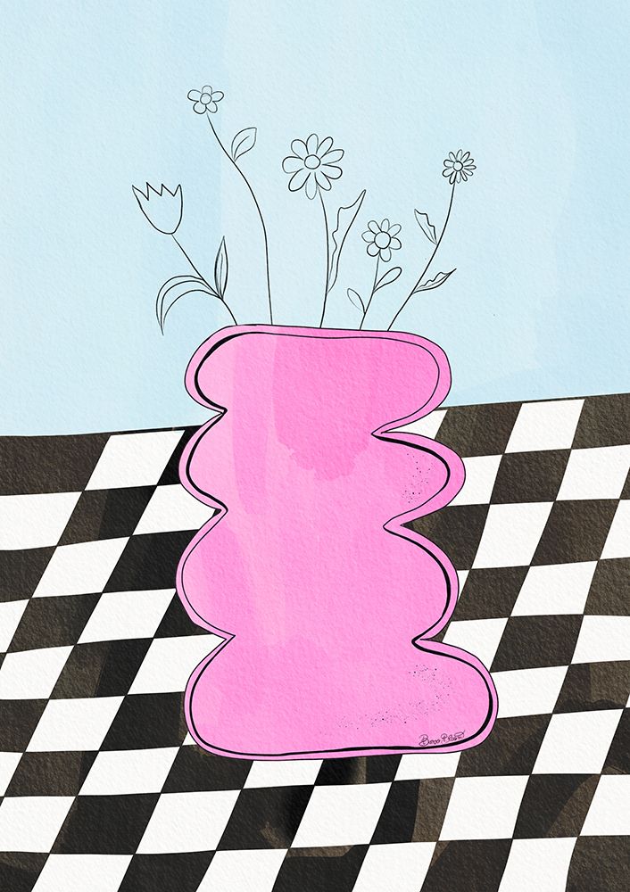 Checkerboard Vase Pink art print by Baroo Bloom for $57.95 CAD