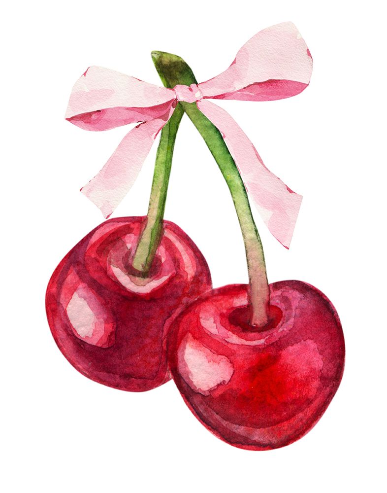 Red Cherry Pink Bow art print by Jolly and Dash for $57.95 CAD