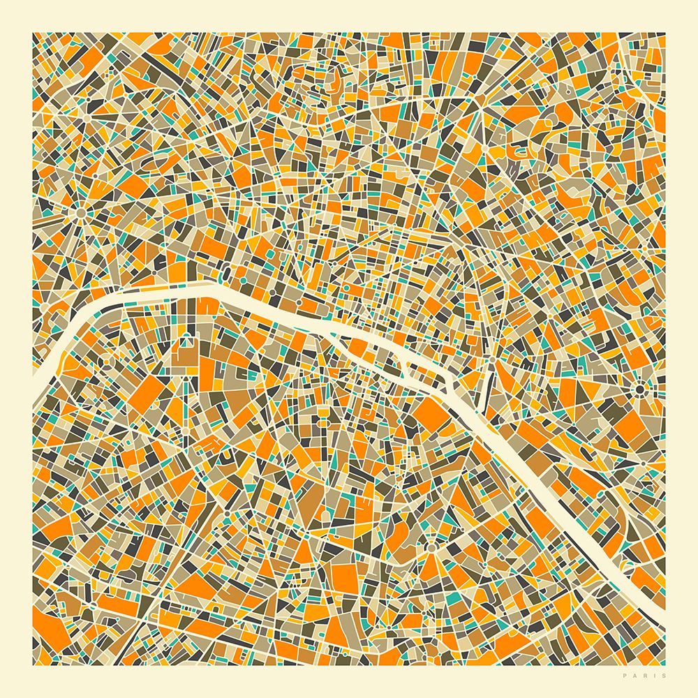 Paris Map art print by Blue Jazzberry for $57.95 CAD