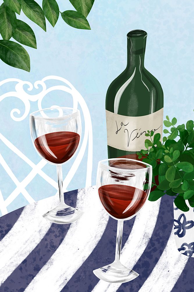 Red wine under the tree art print by EMELIEmaria for $57.95 CAD