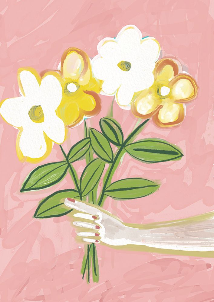 Bunch of Flowers Pink and Yellow art print by Sharyn Bursic for $57.95 CAD