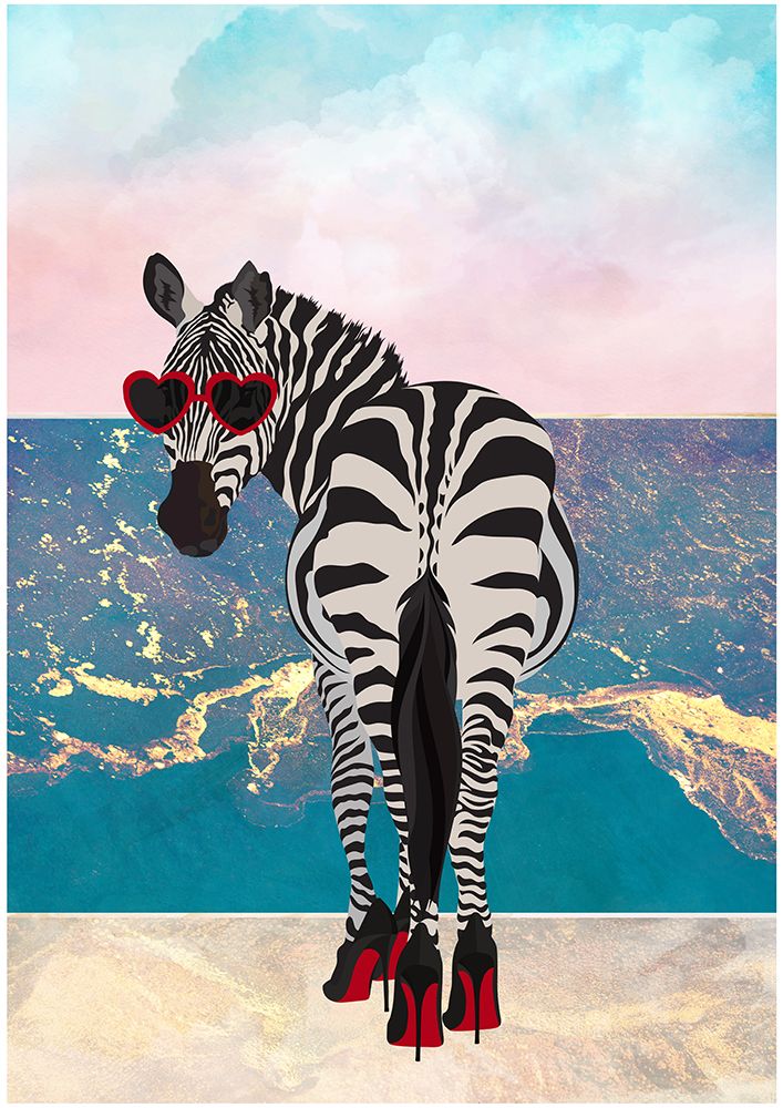 Zebar in heels on the beach art print by Sarah Manovski for $57.95 CAD