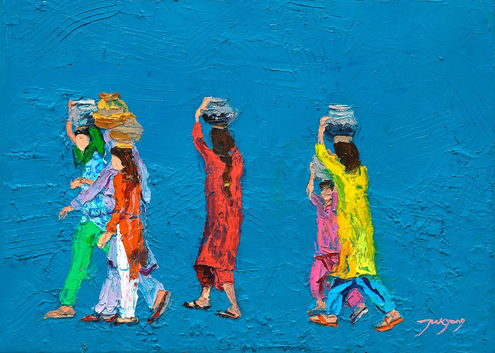 Women Walking With Baskets on Their Heads art print by Jukyong Park for $57.95 CAD