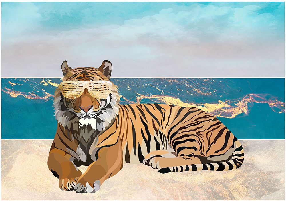 Tiger on the beach landscape art print by Sarah Manovski for $57.95 CAD