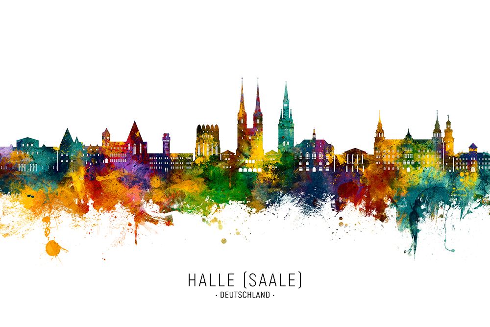 Halle (Saale) Germany Skyline art print by Michael Tompsett for $57.95 CAD