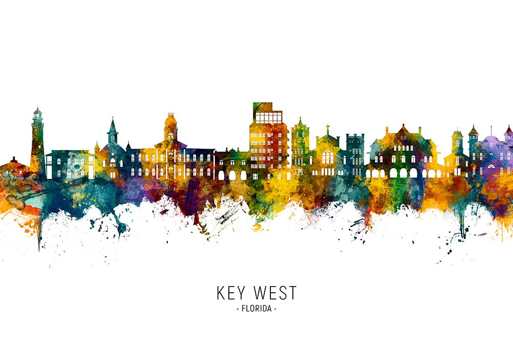 Key West Florida Skyline art print by Michael Tompsett for $57.95 CAD