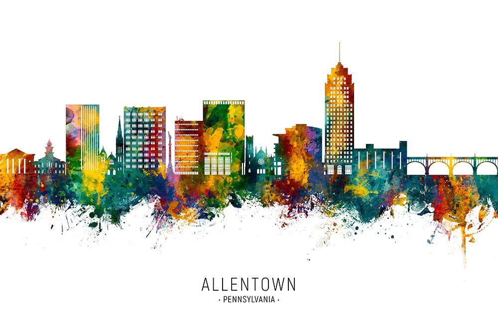 Allentown Pennsylvania Skyline art print by Michael Tompsett for $57.95 CAD