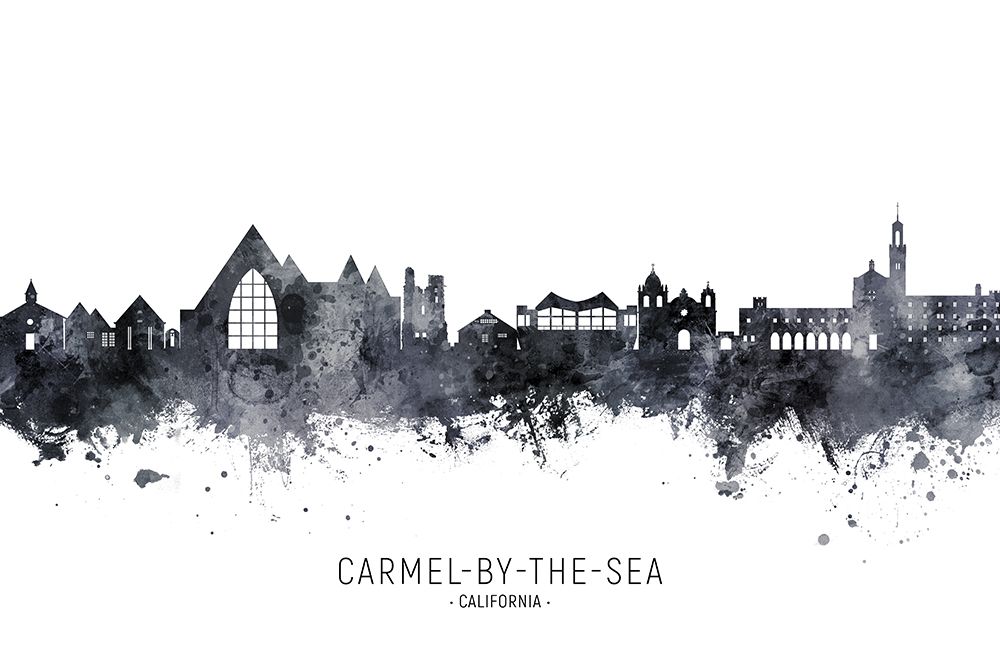 Carmel-by-the-Sea California Skyline art print by Michael Tompsett for $57.95 CAD