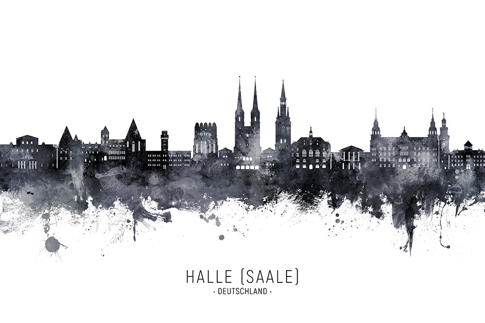 Halle (Saale) Germany Skyline art print by Michael Tompsett for $57.95 CAD