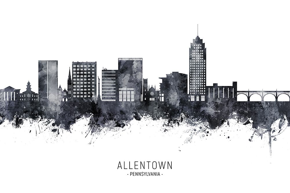 Allentown Pennsylvania Skyline art print by Michael Tompsett for $57.95 CAD