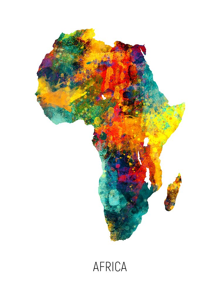 Africa Watercolor Map art print by Michael Tompsett for $57.95 CAD