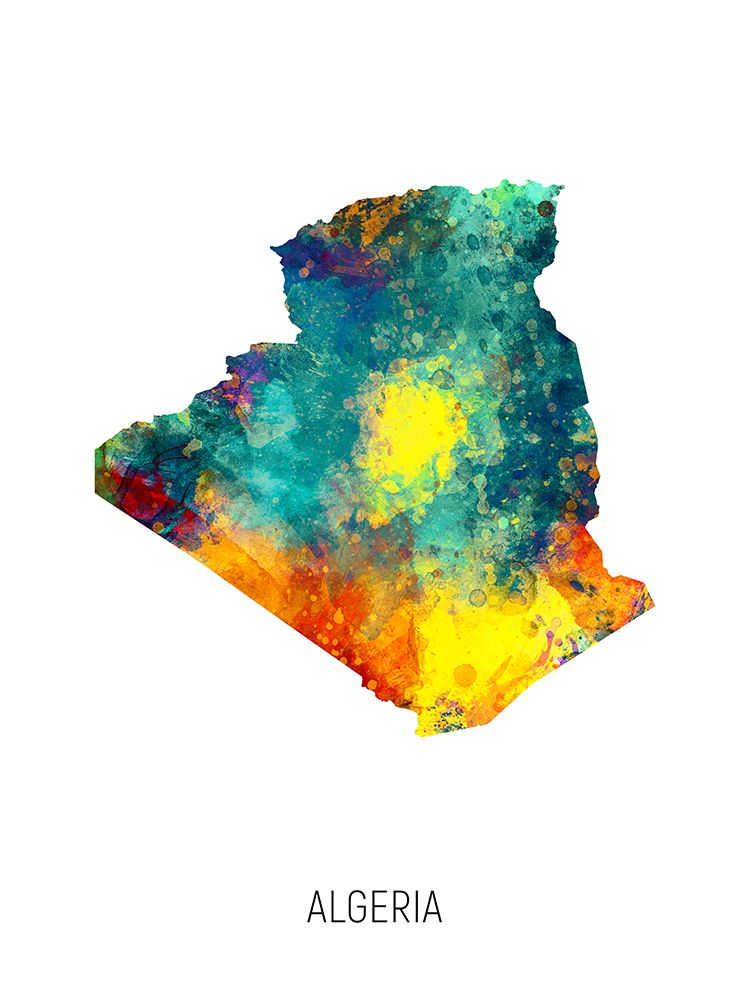 Algeria Watercolor Map art print by Michael Tompsett for $57.95 CAD