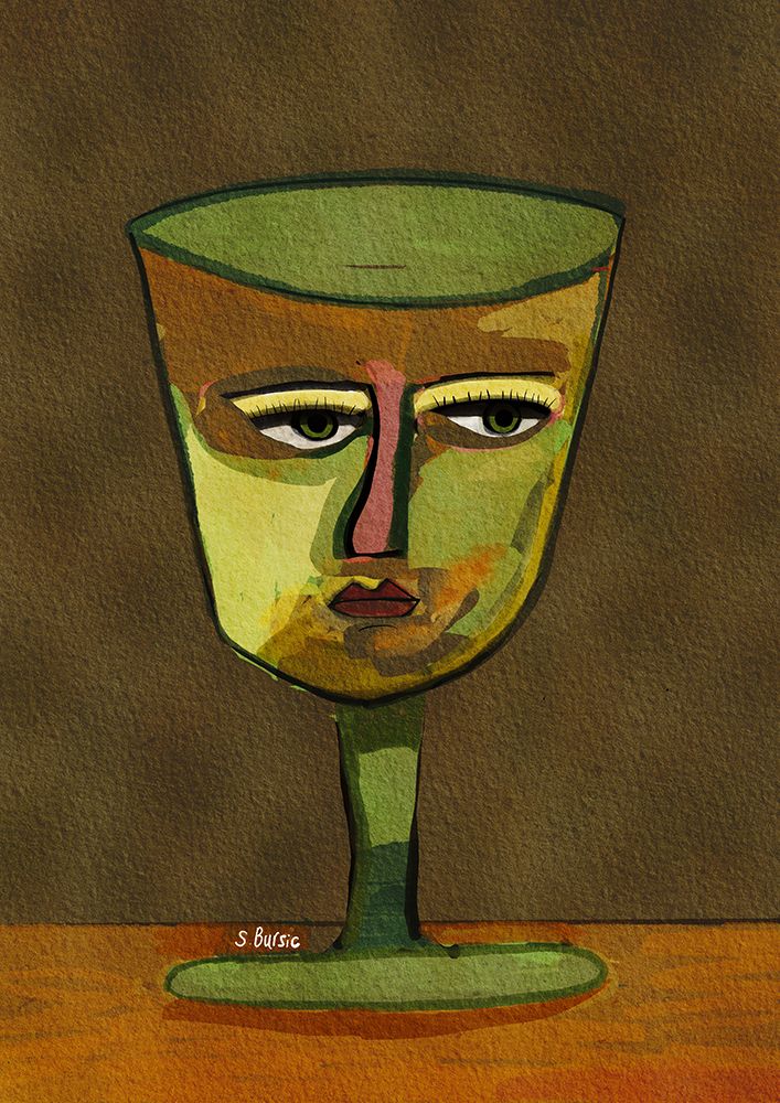 Wine Glass LADY brown art print by Sharyn Bursic for $57.95 CAD