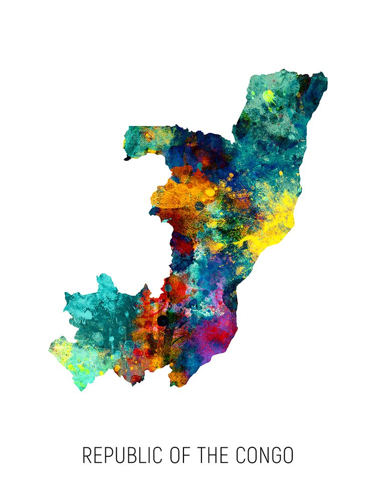 Republic of the Congo Watercolor Map art print by Michael Tompsett for $57.95 CAD