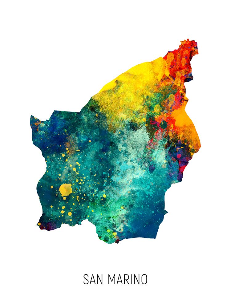 San Marino Watercolor Map art print by Michael Tompsett for $57.95 CAD
