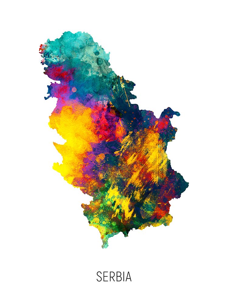 Serbia Watercolor Map art print by Michael Tompsett for $57.95 CAD