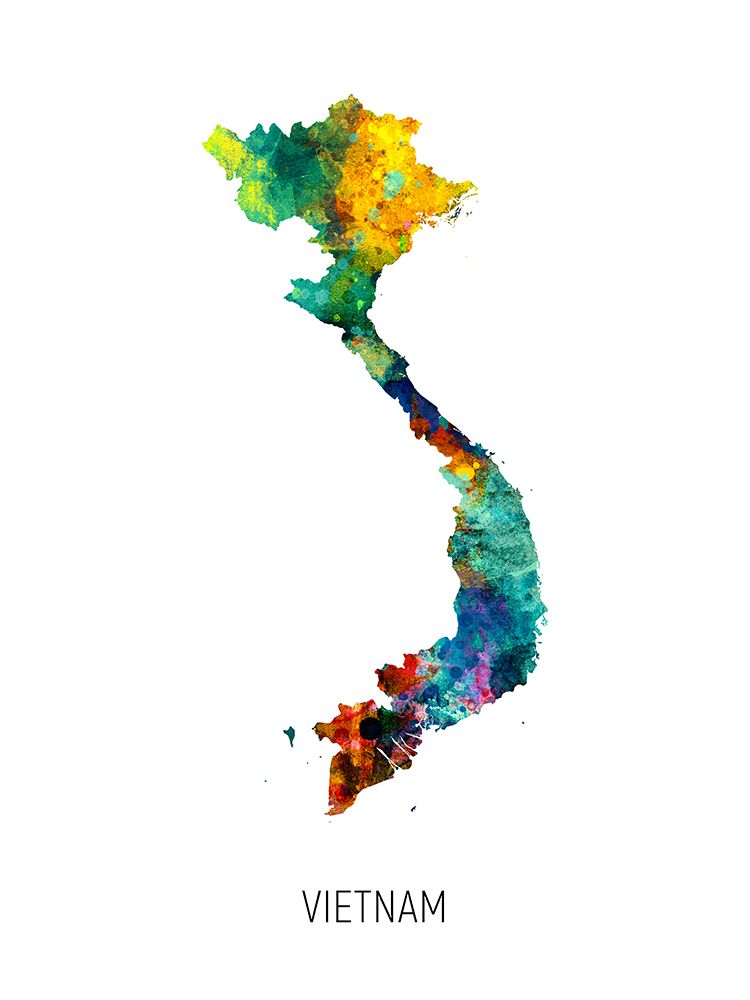 Vietnam Watercolor Map art print by Michael Tompsett for $57.95 CAD