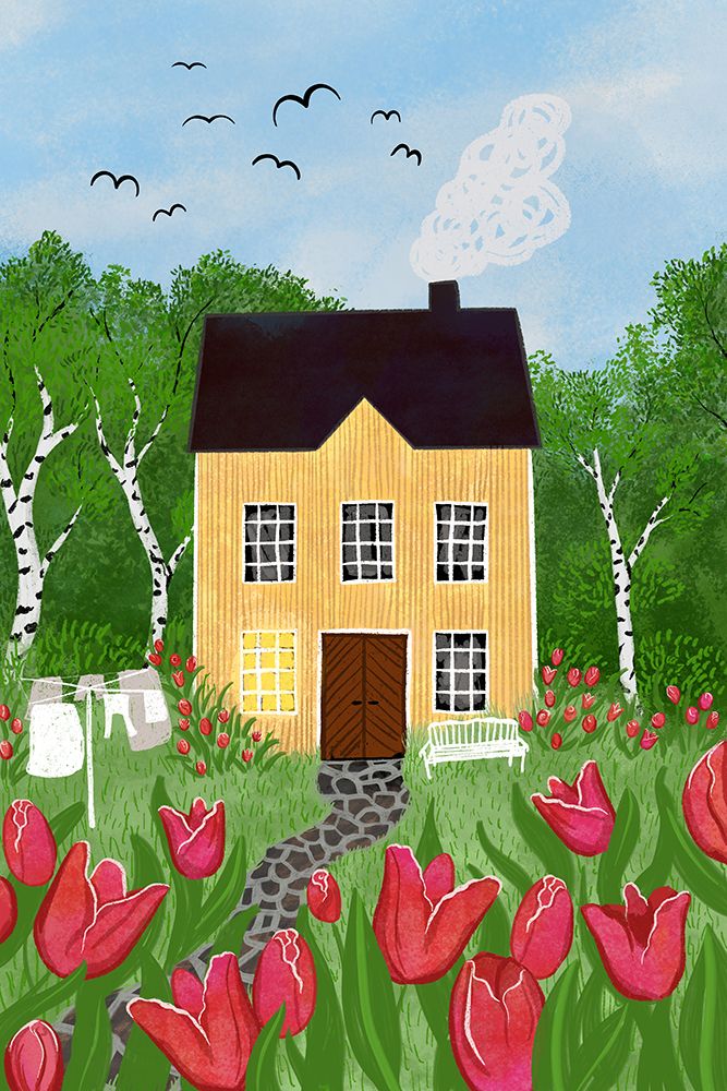 The Tulip House Yellow art print by EMELIEmaria for $57.95 CAD