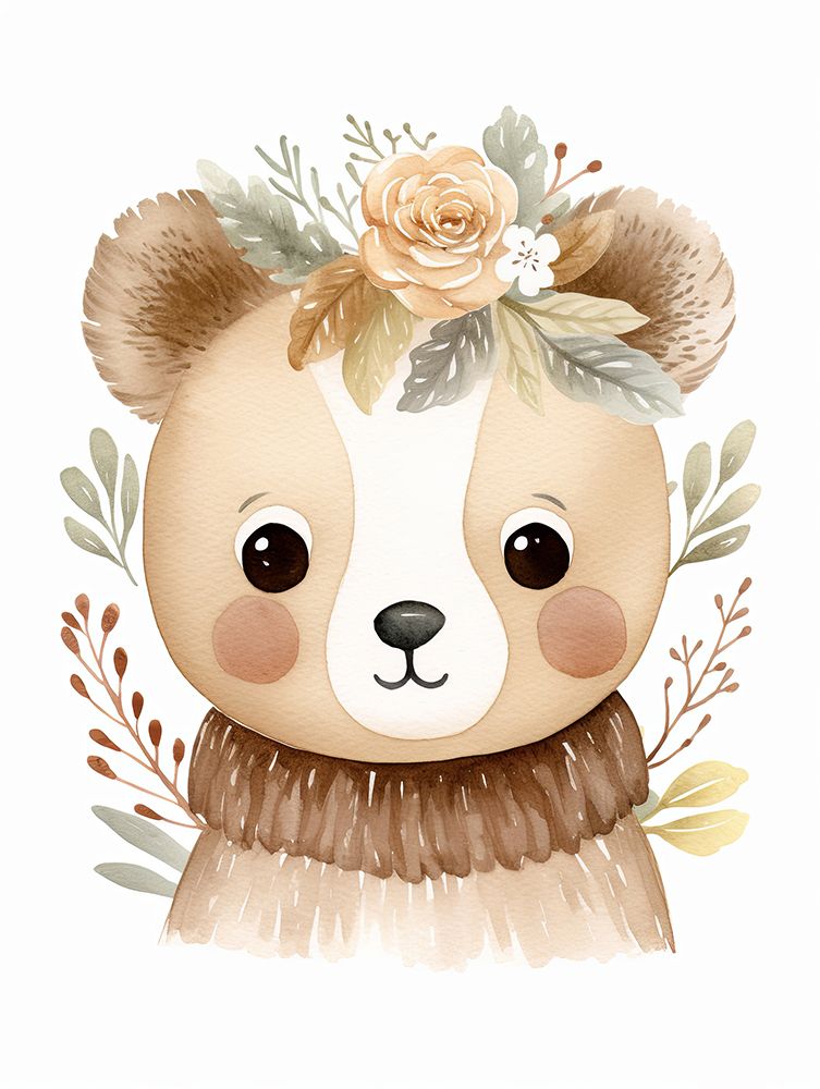 Poster Nursery Watercolour Bear 6 art print by Bilge Paksoylu for $57.95 CAD