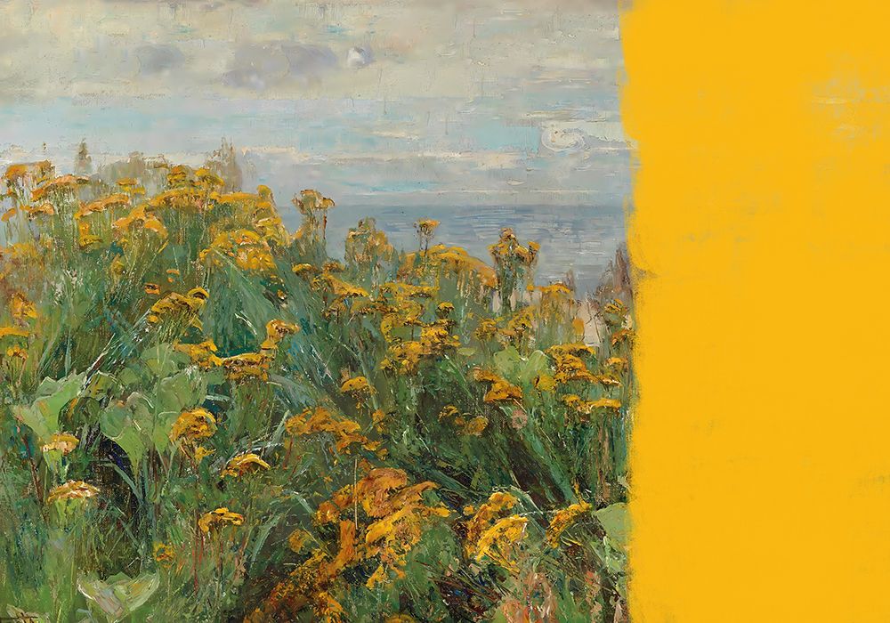 yellow modern landscape collage art print by The Art Concept for $57.95 CAD