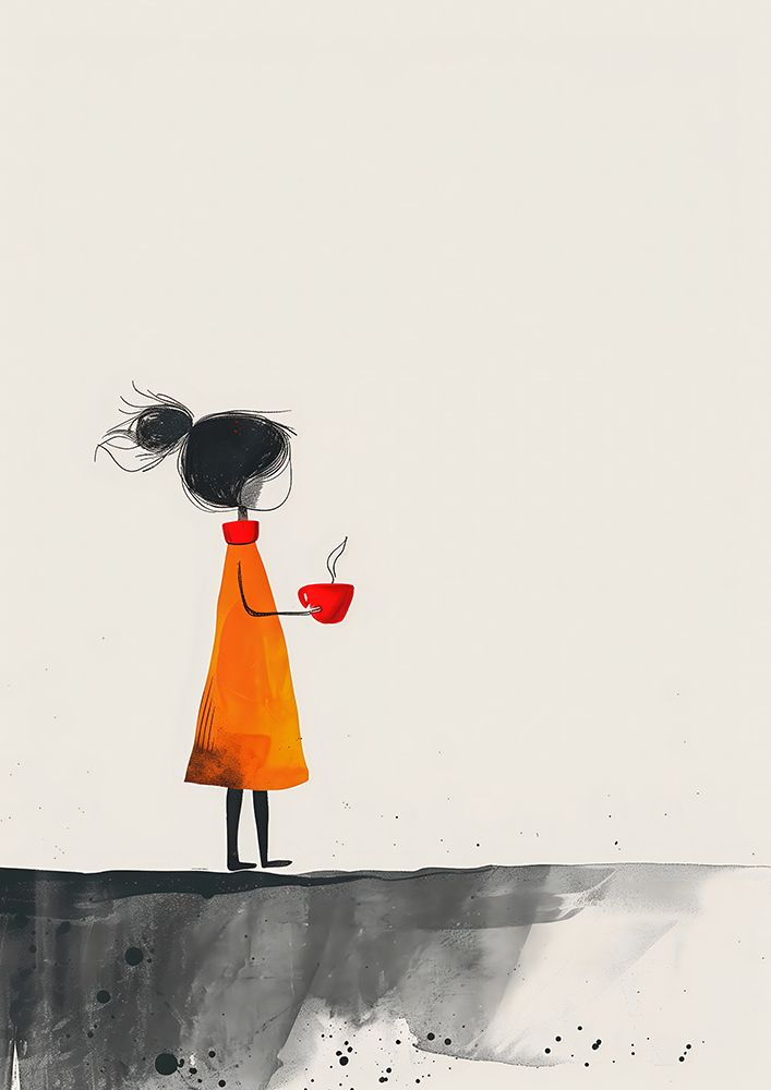 The Girl With the Red Coffee Cup art print by Andreas Magnusson for $57.95 CAD