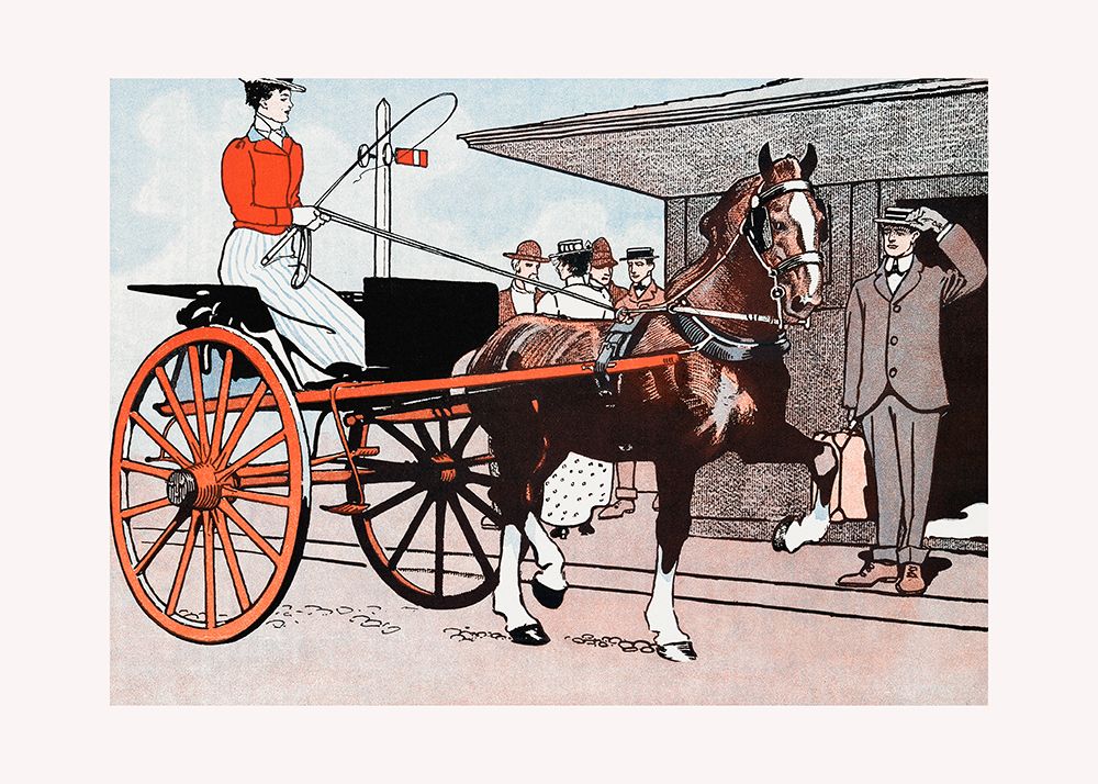 Woman In a Horse Carriage (ca. 1890aÂ€Â“1907) art print by Edward Penfield for $57.95 CAD